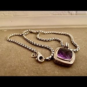 David Yurman silver amethyst 11mm pendant necklace